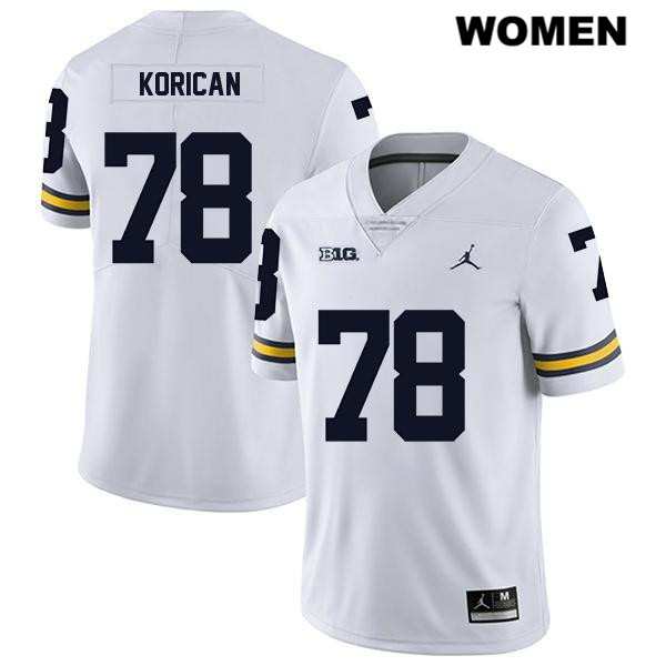 Women's NCAA Michigan Wolverines Griffin Korican #78 White Jordan Brand Authentic Stitched Legend Football College Jersey KG25R57YX